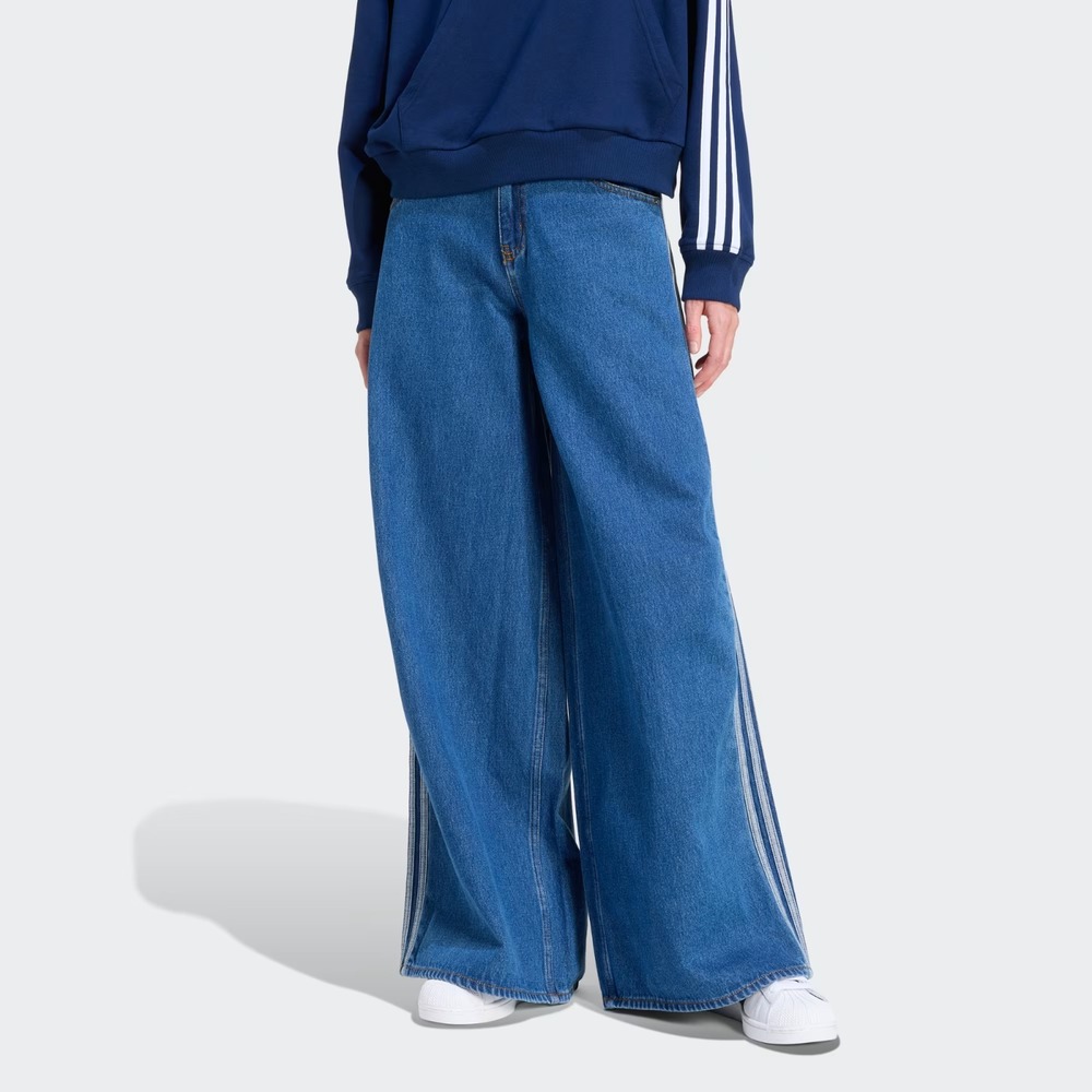 adidas Adilenium Firebird Track Pants Denim Jeans Womens 30x32 Blue KD2906